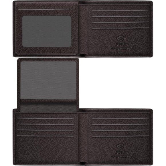 ⚡Travelambo Men Lychee Brown Genuine Leather Handmade Bifold Stylish Wallets - Picture 9 of 9
